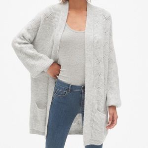 Gap soft brushed pointelle cardi with pockets
